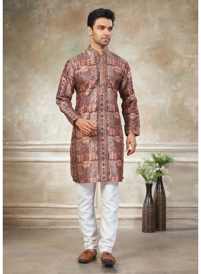 OUTLUK Peach Silk Kurta for Men - Image 1